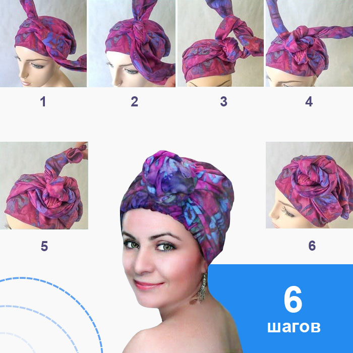 8 способов завязать платок на голову на пляже